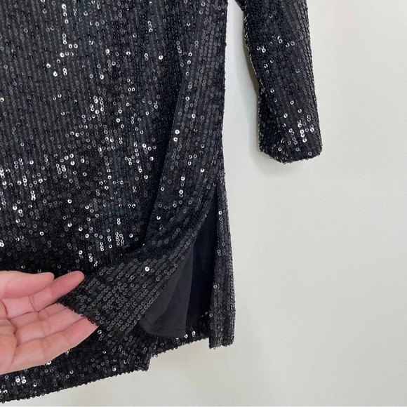 Alex Evenings 3/4 Sleeve Sequin Tunic Blouse with Side Slit Detail wedding - Picture 4 of 8